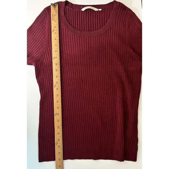 Soft Surroundings‎ Maroon Burgundy Ribbed Knit Scoop Neck Sweater Minimalist XL - Picture 7 of 7